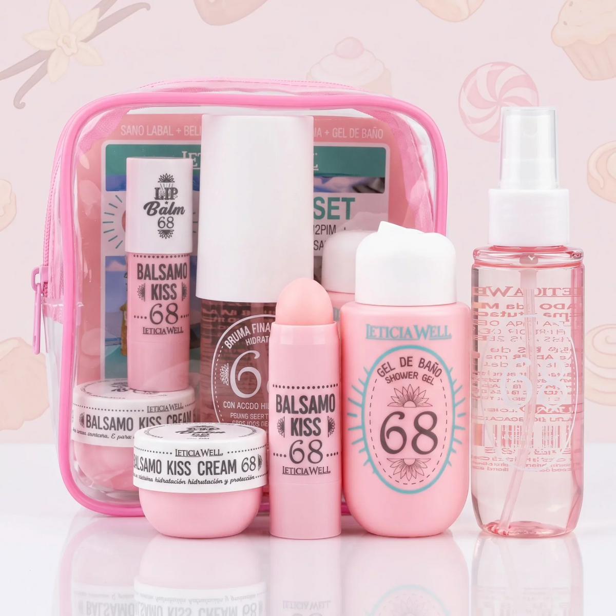 Trousse beauté rose N°68 Leticia Well avec quatre produits